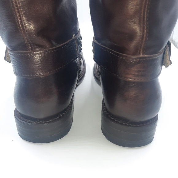FRYE Studded Tall Dark Brown Boho Cottage Distressed Biker Grunge 8 M - Picture 12 of 16